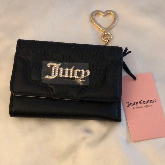 Juicy Couture Liquorice Heartless Double Sided Trifold Wallet CZ Juicy Logo NWT - Picture 4 of 16